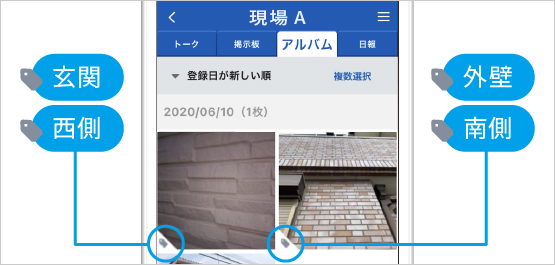 現場ポケット　タグ付け